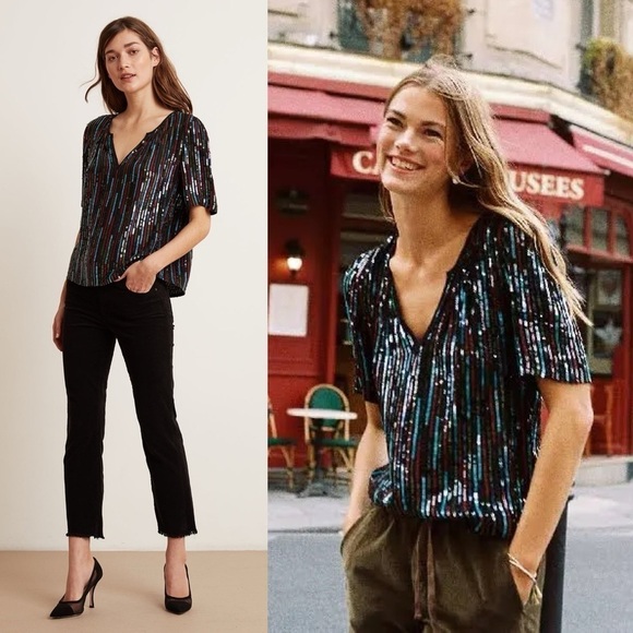 Velvet by Graham & Spencer Shopbop Nikky Sequin Top NWT Women’s Size XS - Picture 1 of 11